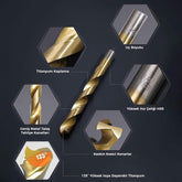 CAT DA02901 16 Parça Profesyonel Titanyum Kaplama HSS Metal Delici Matkap Ucu - Onivias